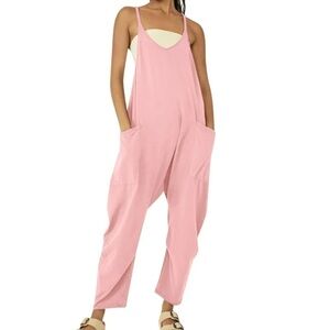 NWOT PINK Solid Loose Cami Jumpsuit